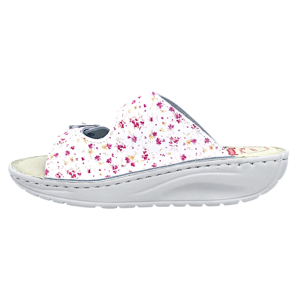 Papuci Piumetta 6273 alb cu floricele (Damă)