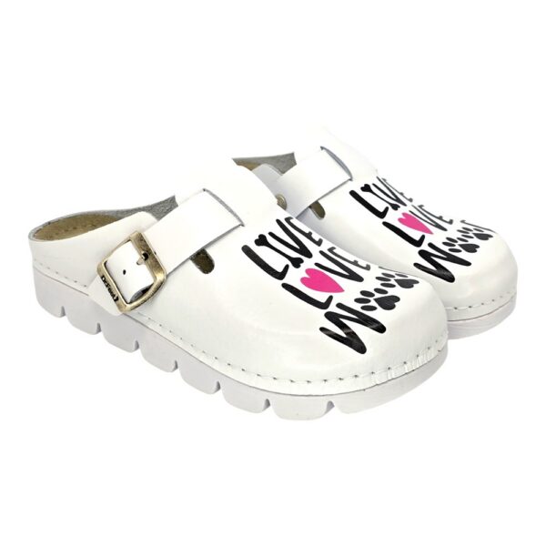 Saboți medicali Dr Feet 1100 alb -  Live Love Woof (Damă)