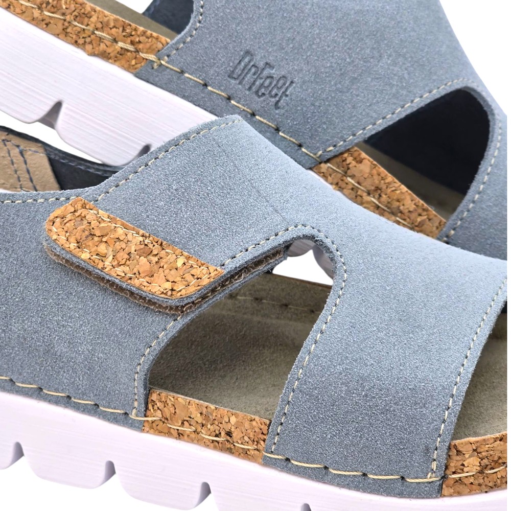Sandale Dr Feet 9016 albastru deschis cu detalii de pluta (Damă)