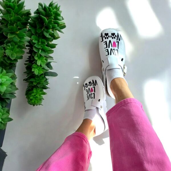 Saboți medicali Dr Feet 1100 alb -  Live Love Woof (Damă)