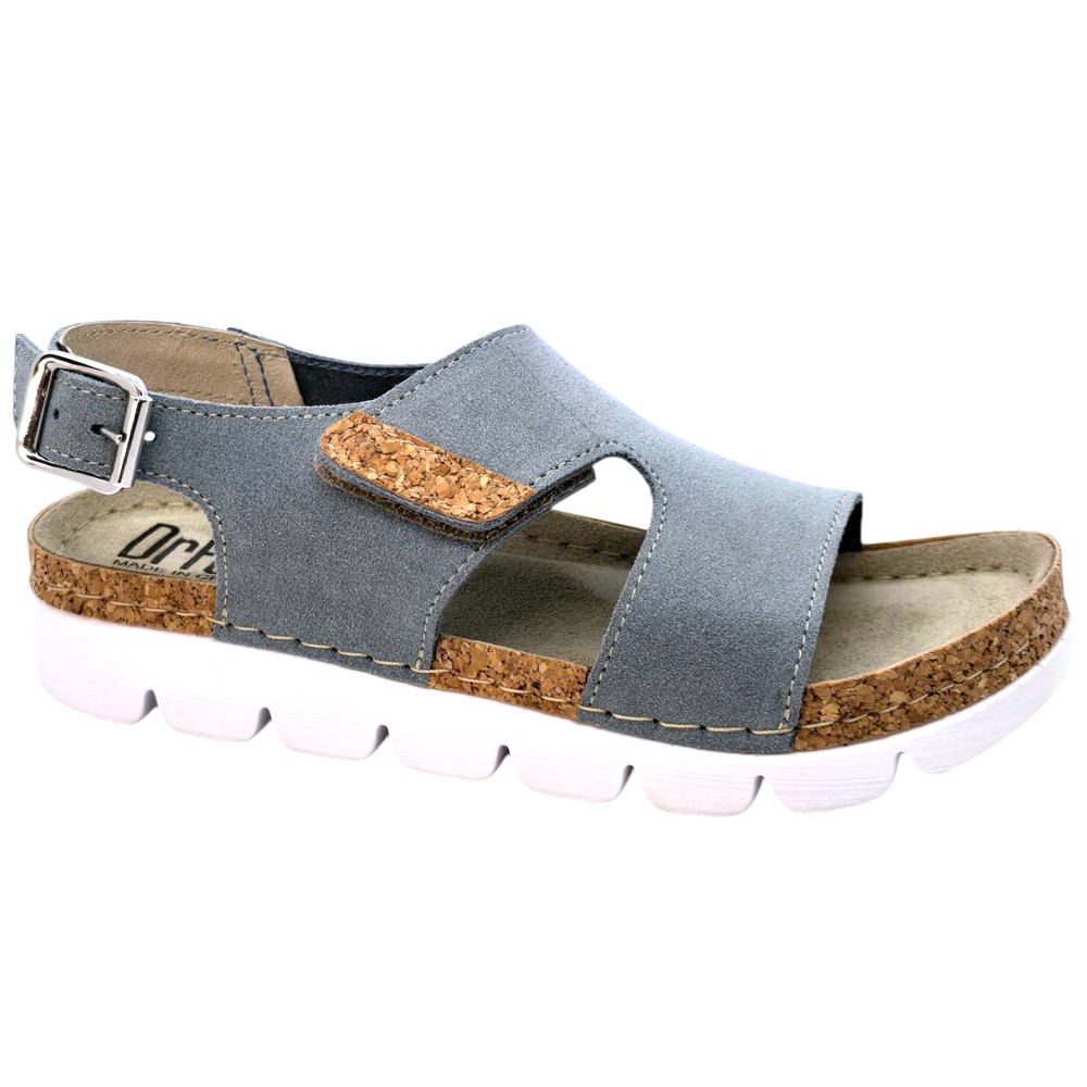 Sandale Dr Feet 9016 albastru deschis cu detalii de pluta (Damă)