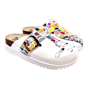 Saboți medicali Dr Feet 16202 alb cu girafa vesela (Damă)