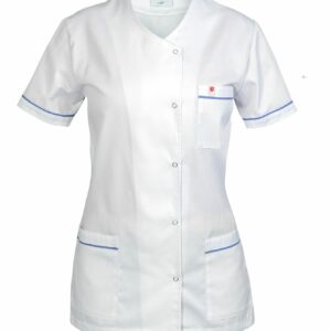 Halat medical dama S-line V-alb cu dungi bleu-XS